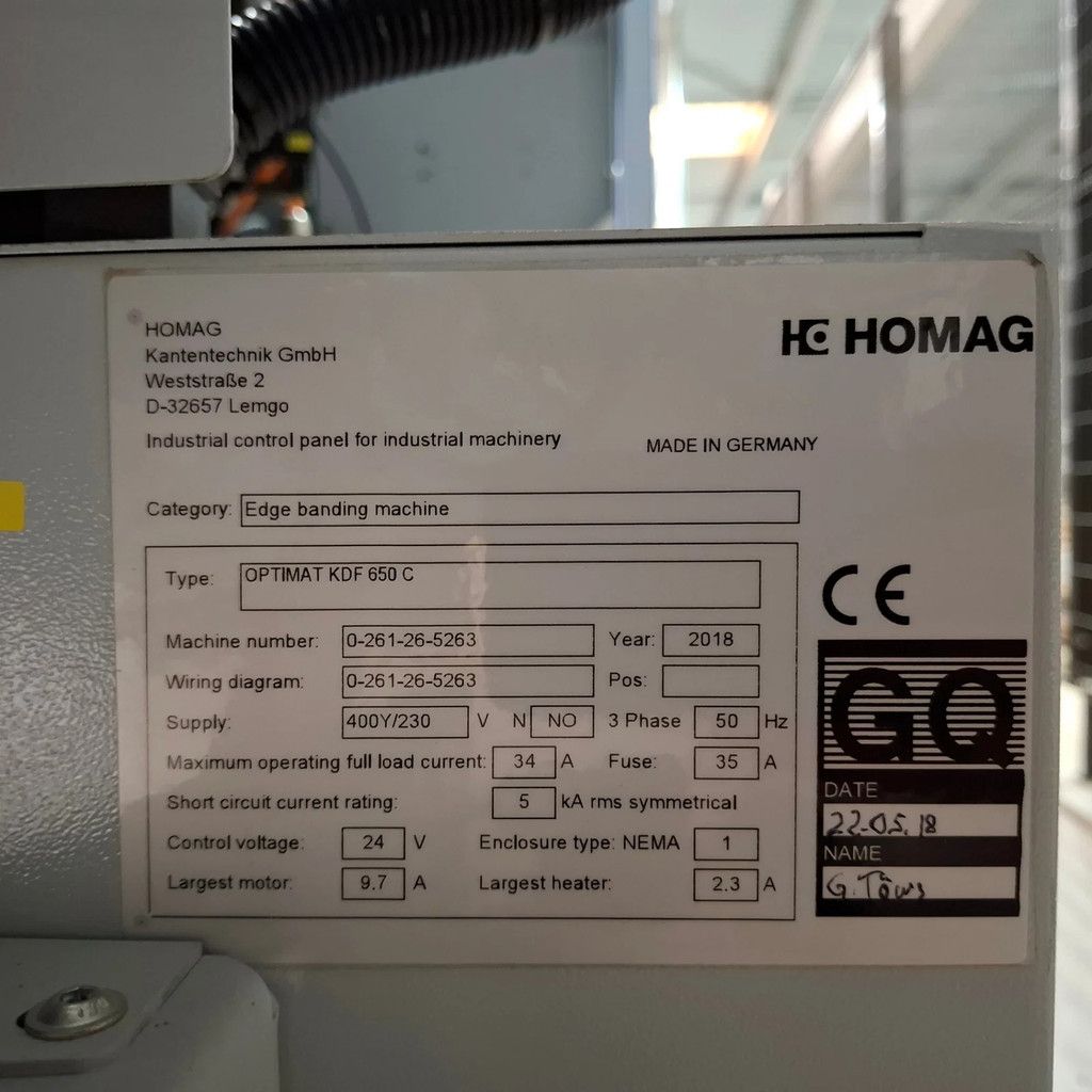 Homag Optimat KDF 650C, 2018