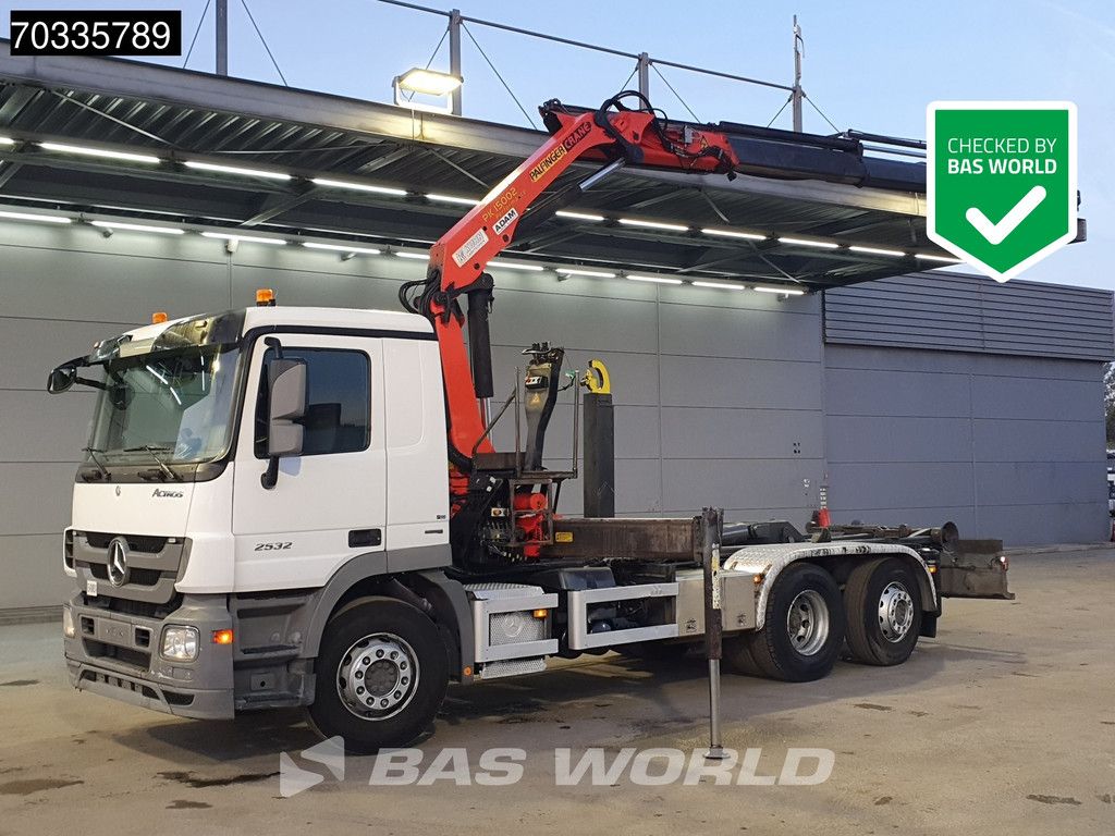 Mercedes Actros Actros 2532 6X2 Palfinger PK 15002 Crane kran + containersystem Lift+steering axle Euro 5