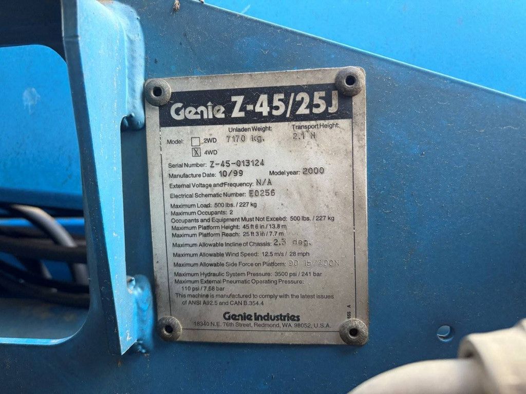 Articulating boom lift Genie Z-45/25J Diesel 15.8m 1999