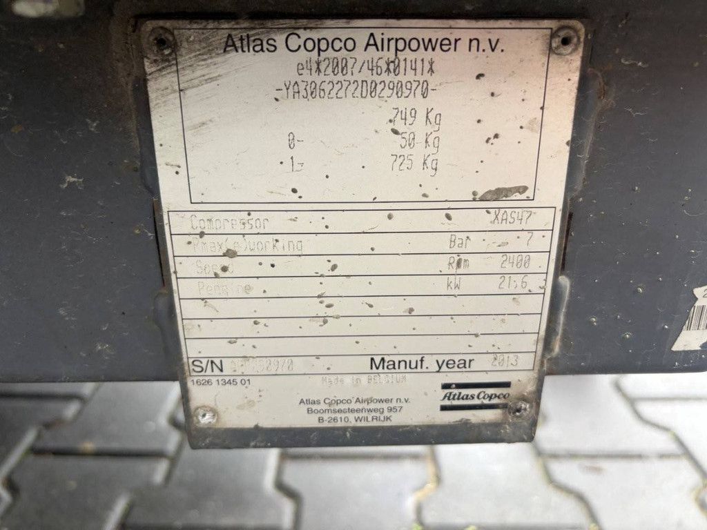 Compressor Atlas Copco XAS47 Diesel 21.6kW 2013