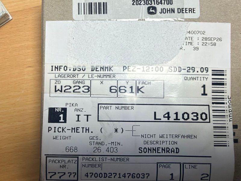 John Deere 3650 Solhjul