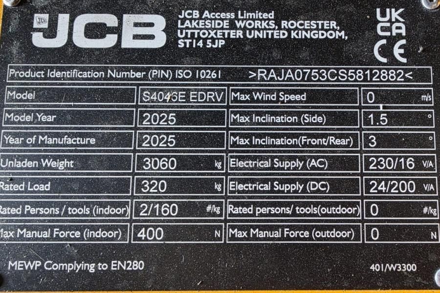 JCB S4046E Valid inspection, 14m Working Height, 320kg