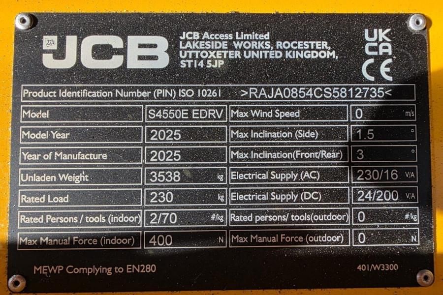 JCB S4550E Valid inspection, 16m Working Height, 230kg