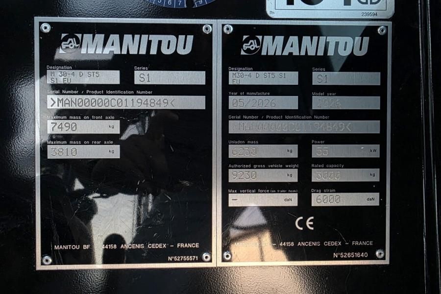 Manitou M30-4 D ST5 S1 EU Diesel, 4x4 Drive, 3t Capacity,