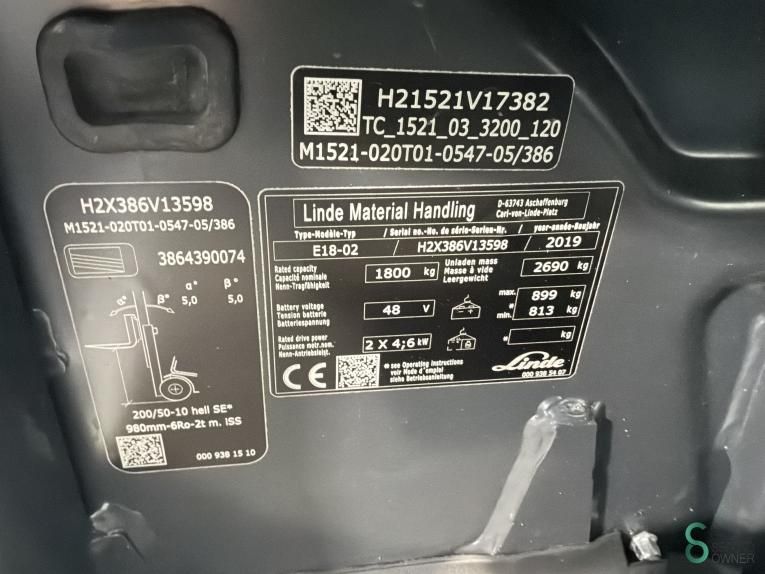 Forklifts Electric Linde E 18 2019 Hours 7317