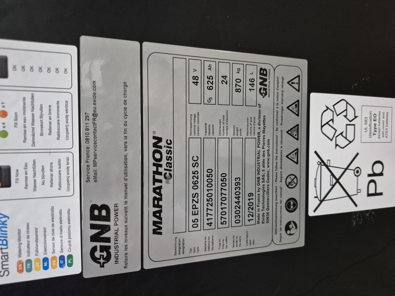 GNB Classic 48 volt 5PzS625 tractie accu bj 12-2019 82%