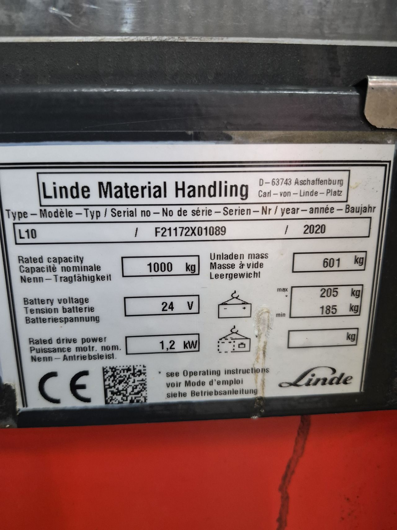 Linde L10 duplo 3.010 mm bj 2020 905 uur.