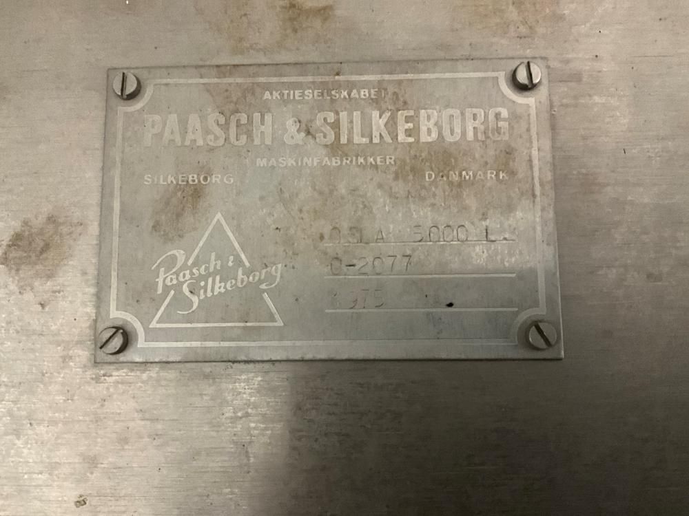 1974 Paasch & Silkeborg OS 5000L roestvrijstalen mengtank