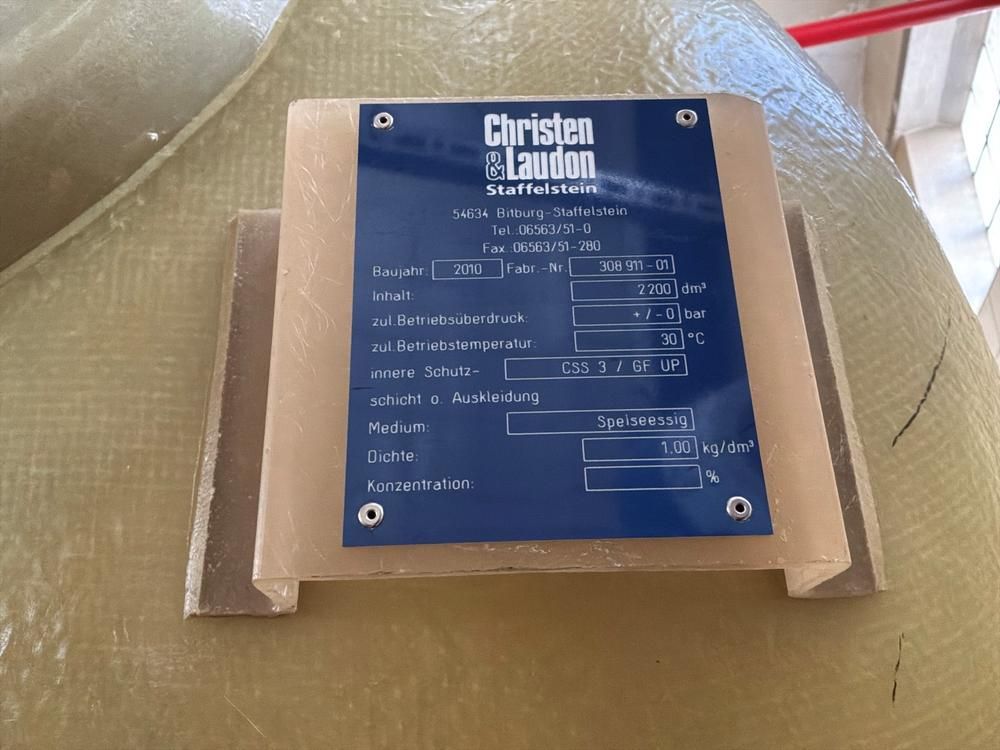 2010 Christen & Laudon storage tank