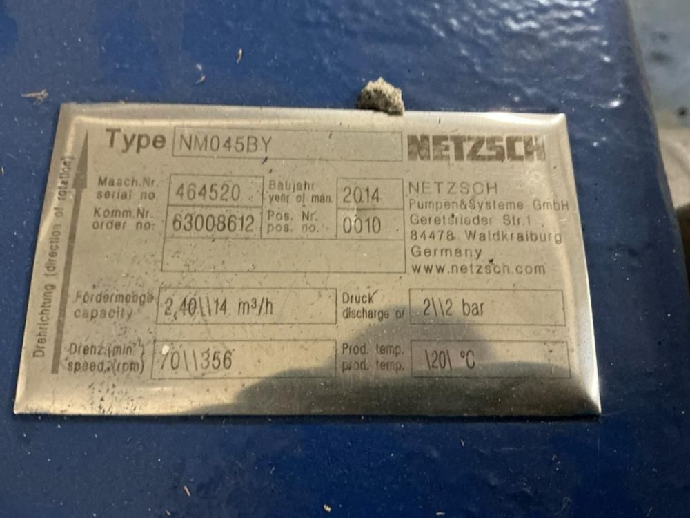 2014 Netzsch NM045BY Progressive cavity pump