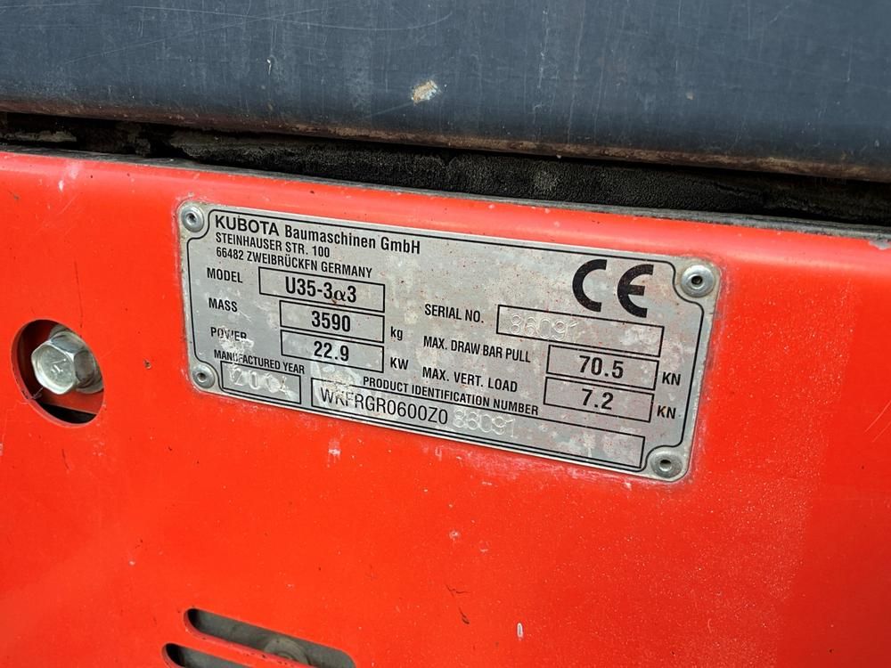 2014 Kubota U35-3a3 3,5 ton tracked excavator
