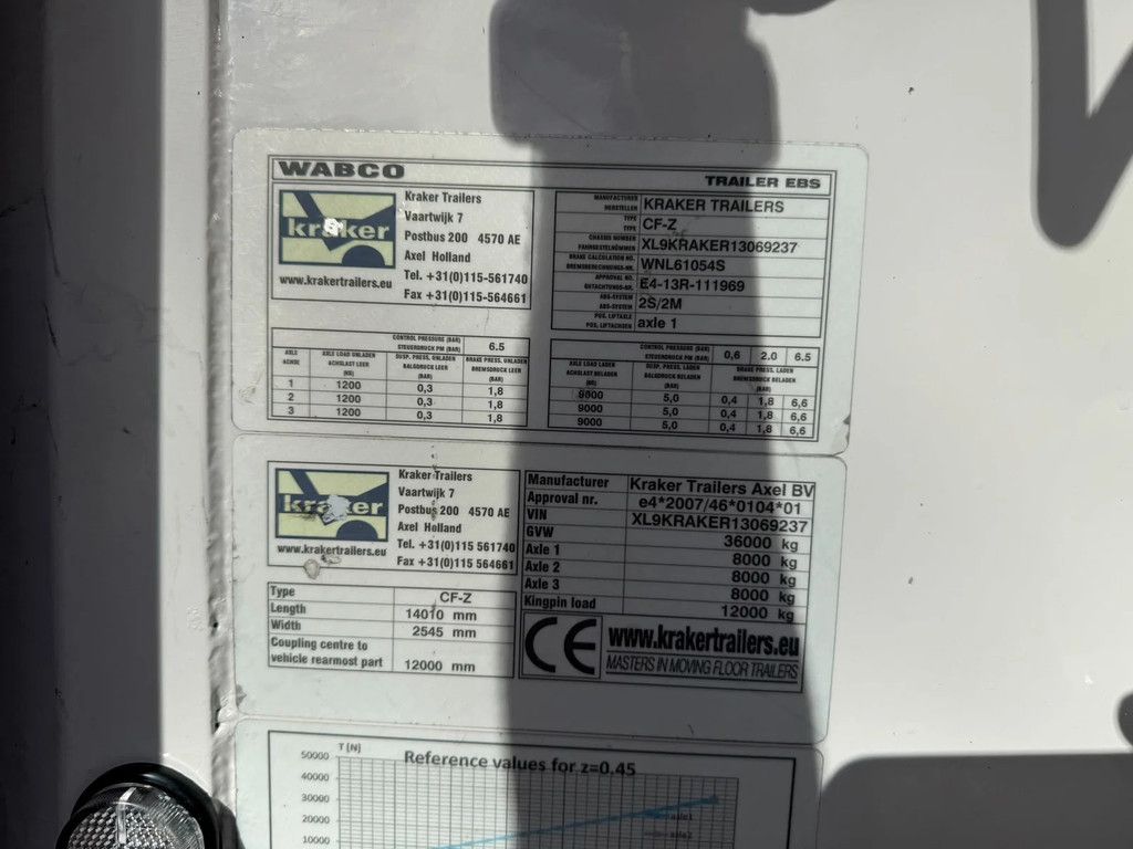 Kraker CF 200 92m3 Cargo Floor, Liftas, Schijfremmen