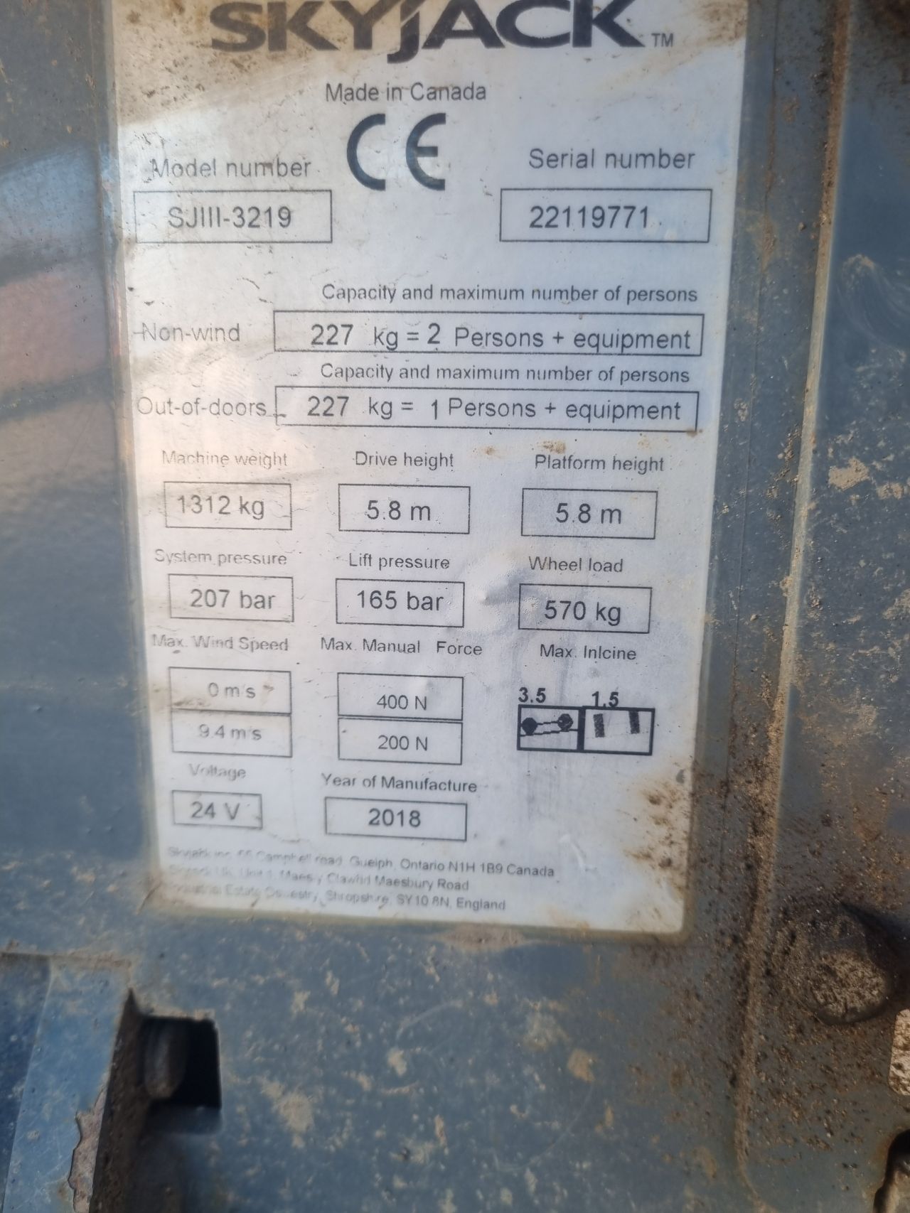 Skyjack sj3219 schaarhoogwerker