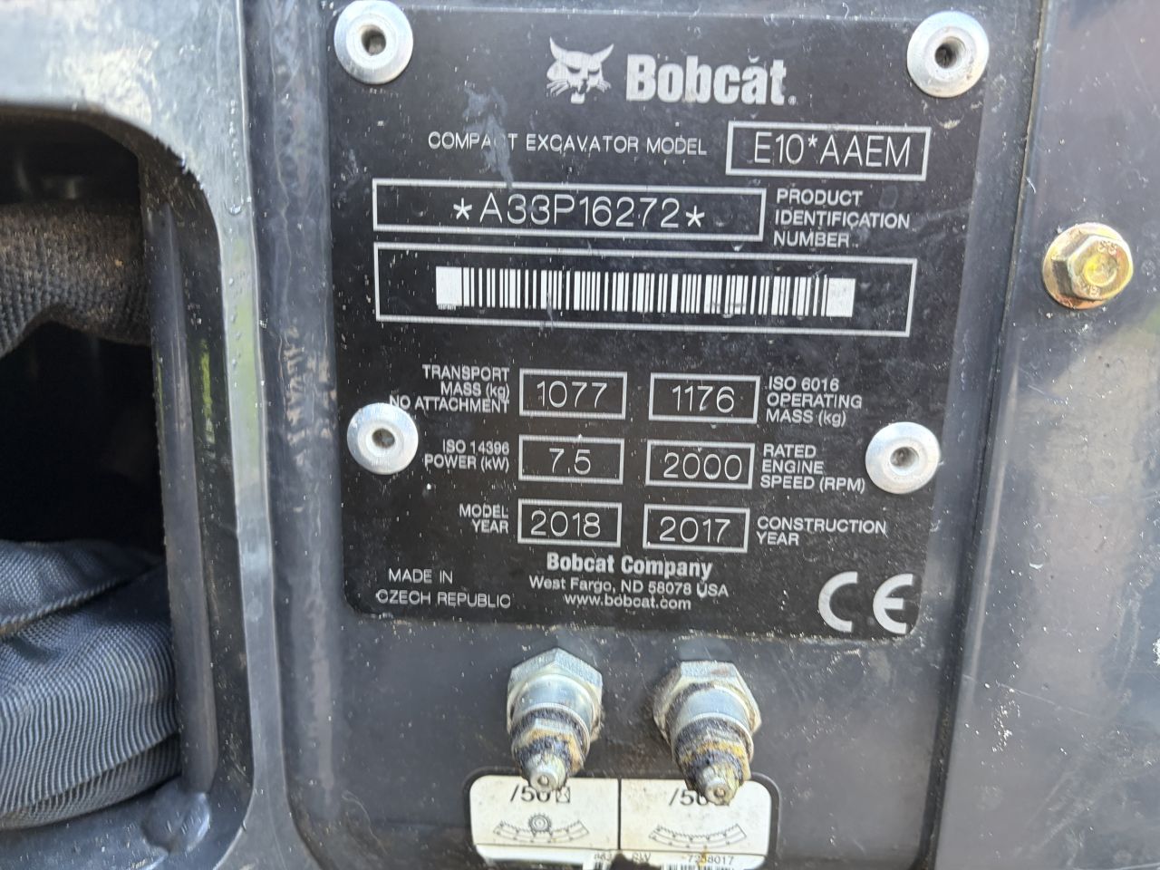 Bobcat e10 452 draaiuren