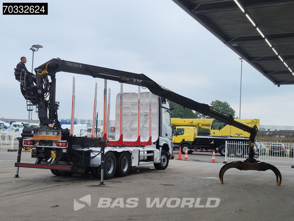 Mercedes Arocs Arocs 3363 6X4 Kesla 2117ZT Crane Holz Transport Full Steel Big-Axle Euro 6