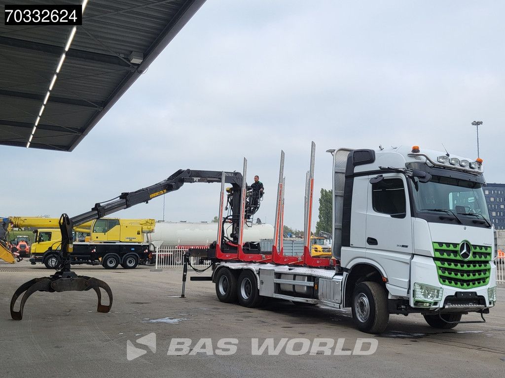 Mercedes Arocs Arocs 3363 6X4 Kesla 2117ZT Crane Holz Transport Full Steel Big-Axle Euro 6