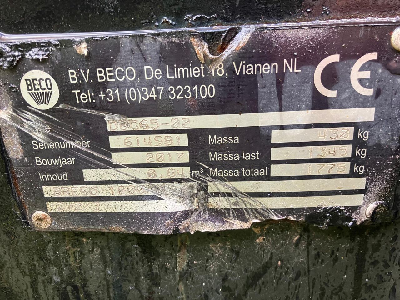 Nette Beco dieplepel Cw 3 aansluiting Inhoud 840 liter 1m