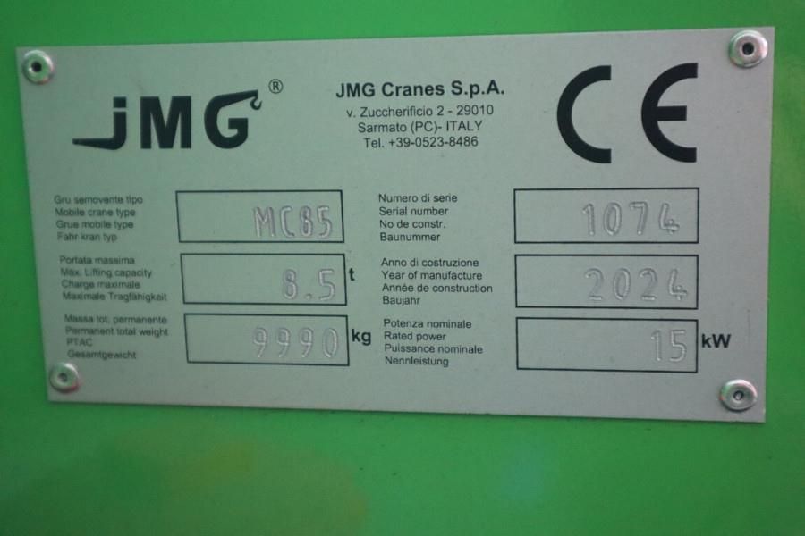 JMG MC85 Fully electric Pick & Carry crane, Valid insp