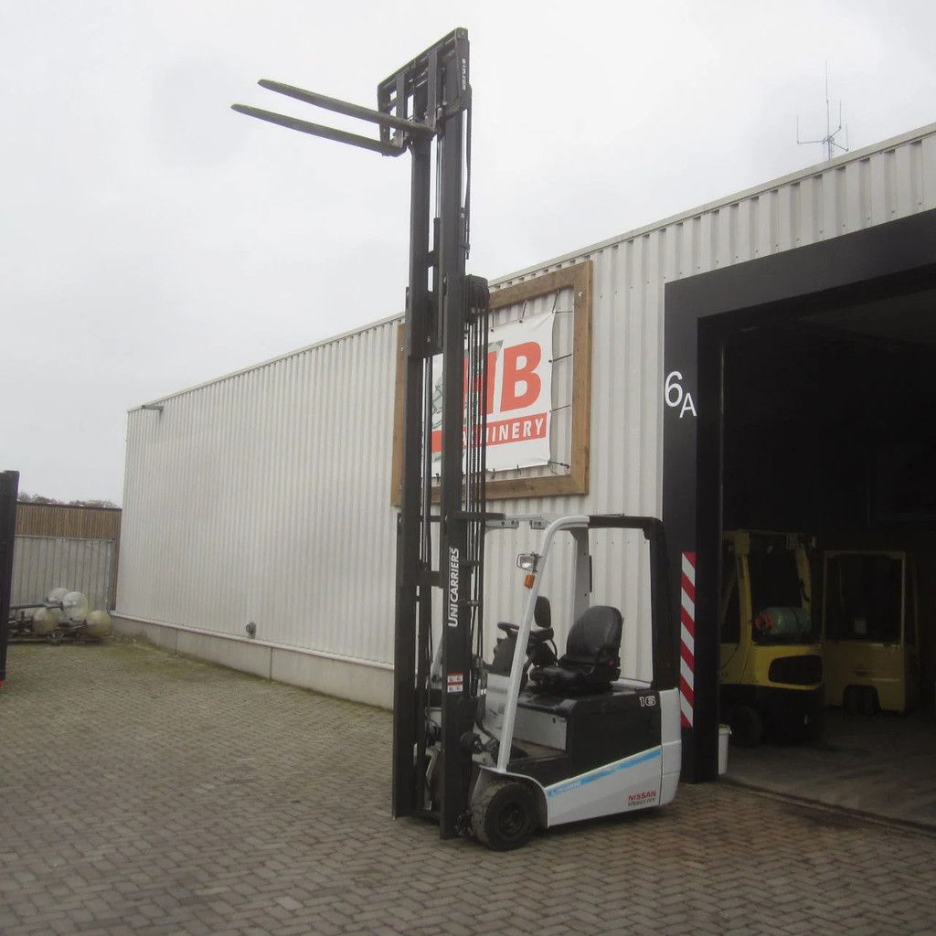 Nissan Heftruck L16Q, elek., triplex, side shift, vorkverstelling.