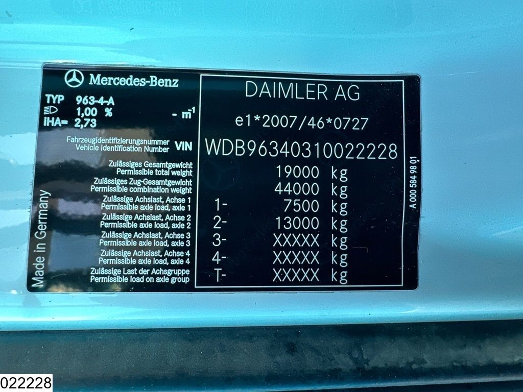 Mercedes Actros 1843 EURO 6, PTO, Hydraulic