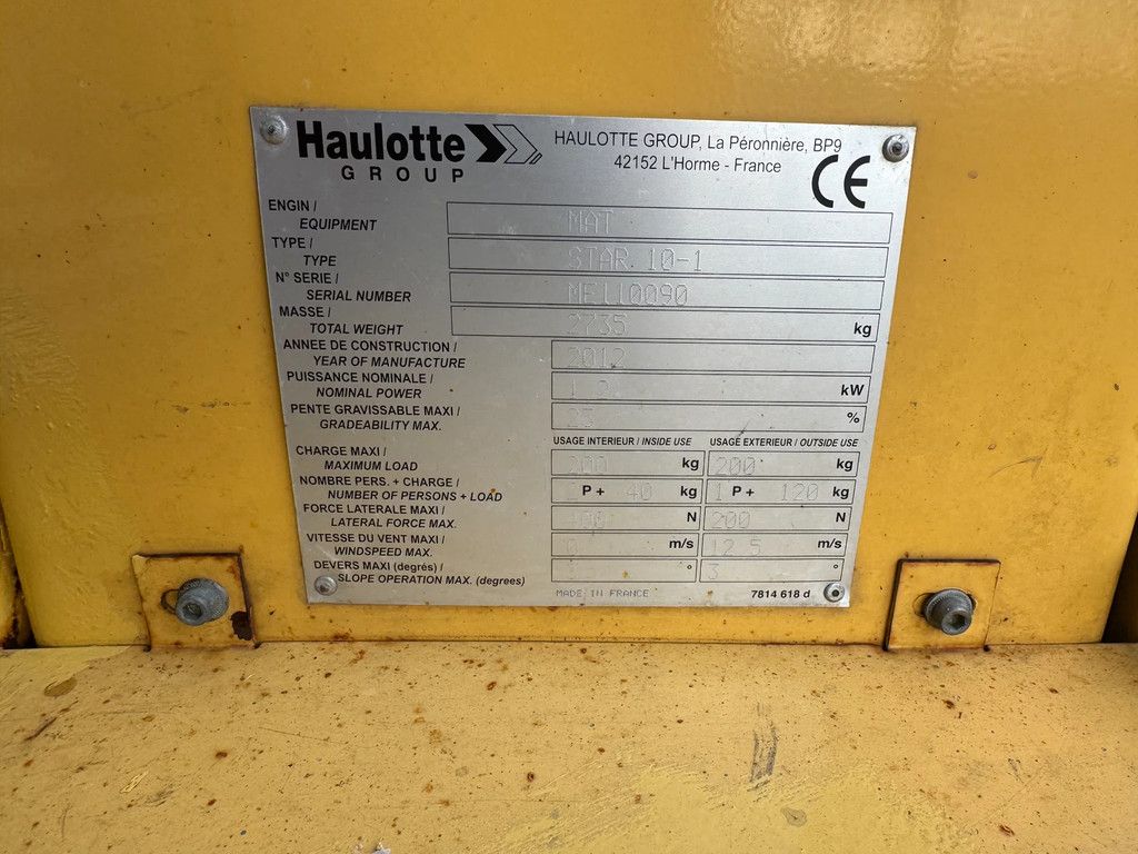Haulotte Star 10 Hoogwerker Masthoogwerker (2012)