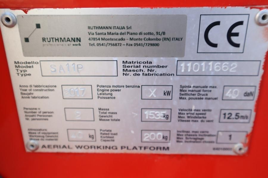 Ruthmann BLUELIFT SA11P As-Is, Electric, 10.8m Working Heig