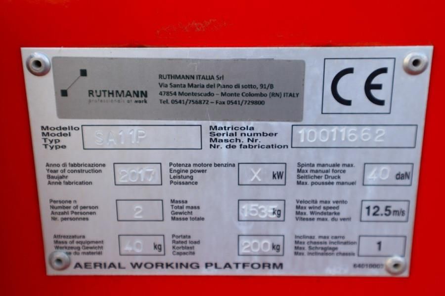 Ruthmann BLUELIFT SA11P As-Is, Electric, 10.8m Working Heig