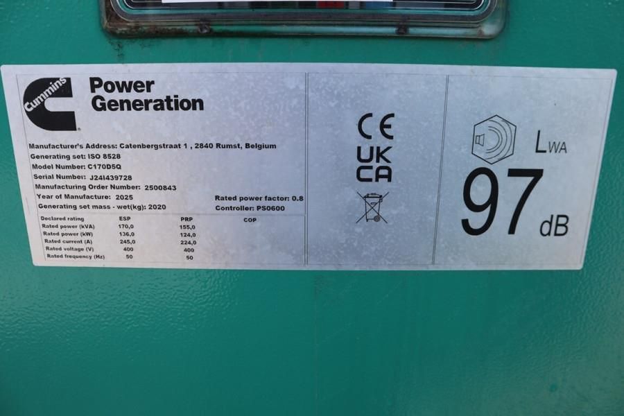 Cummins C170D5Q Declaration of Conformity, Diesel, 170kVA,