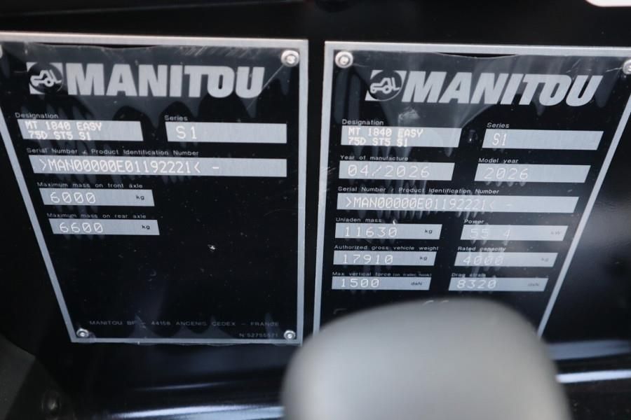 Manitou MT1840 Easy 75D ST5 S1 Valid inspection, 4t Capaci