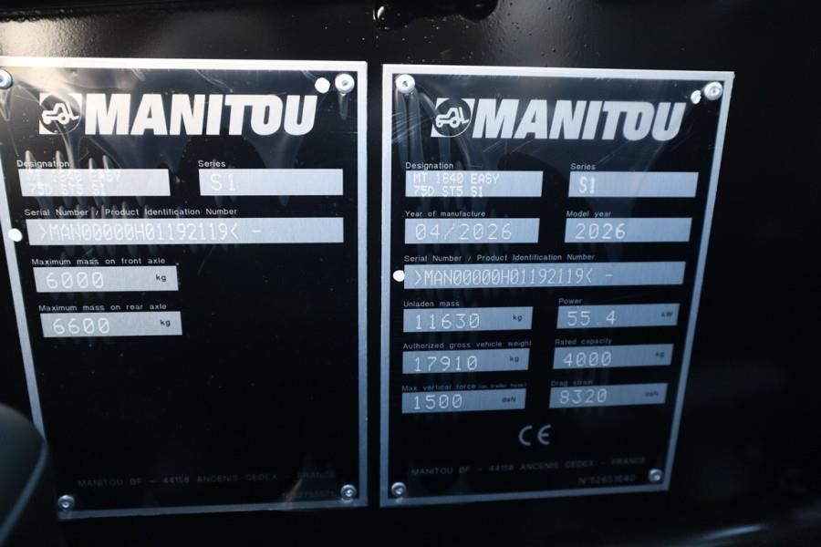 Manitou MT1840 Easy 75D ST5 S1 Valid inspection, 4t Capaci