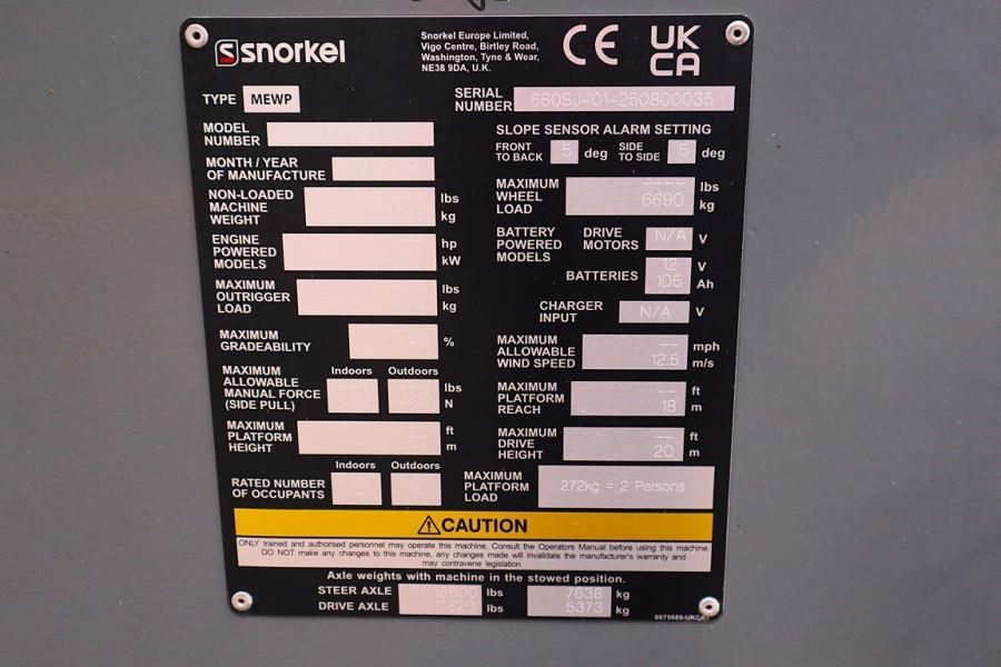 Snorkel 660SJ Valid Inspection, CE, Diesel, 4x4 Drive, 22m