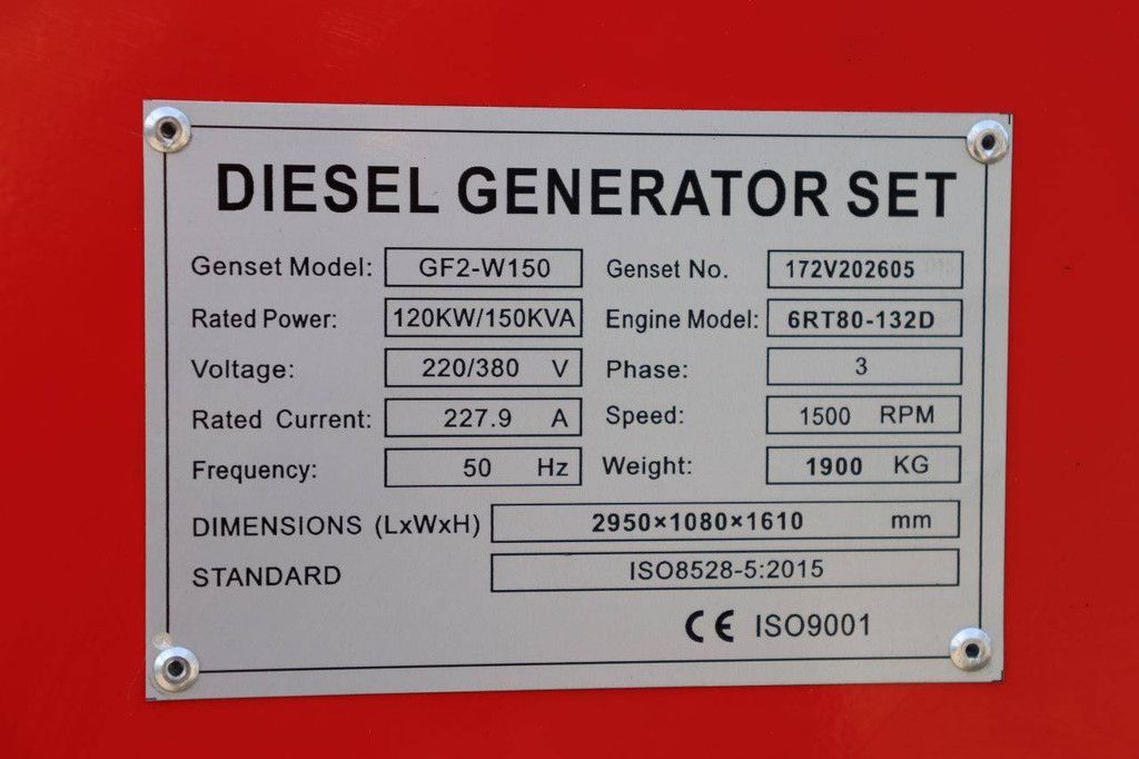 Generator Ricardo GF2-W150 Diesel 150kVA 2026 New