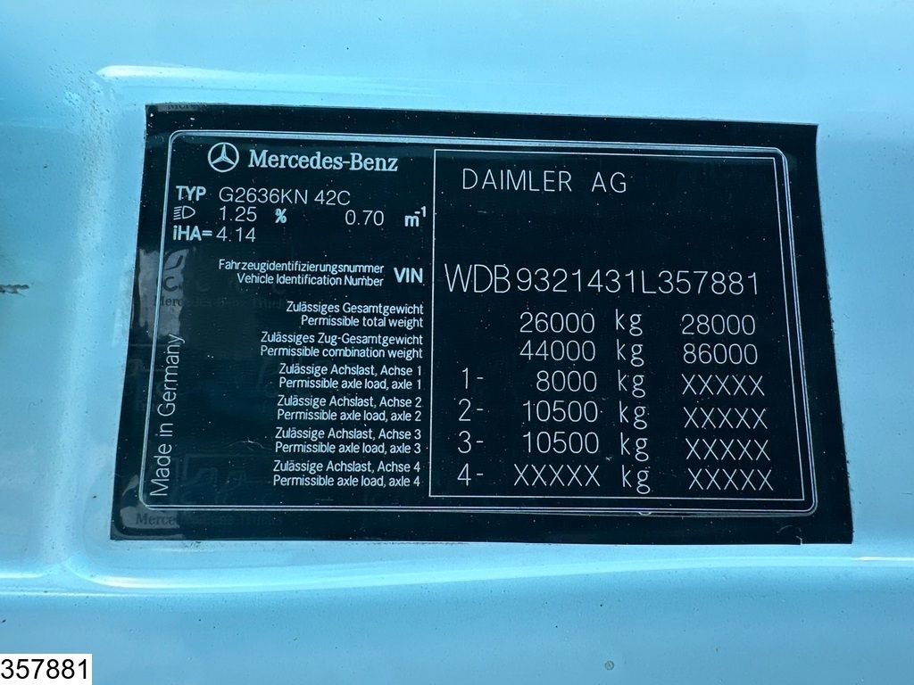 Mercedes Actros 2636 6x4, Hiab, EPS, Remote, Steel