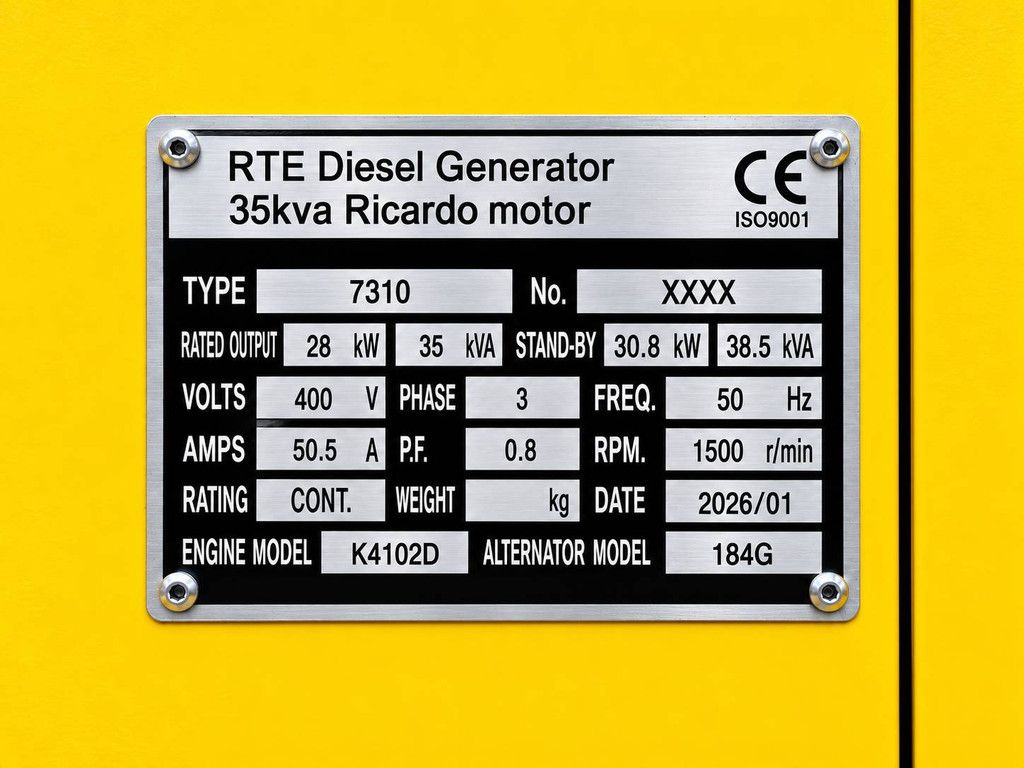 Generator RTE 7310 Diesel 35kVA 2026 New