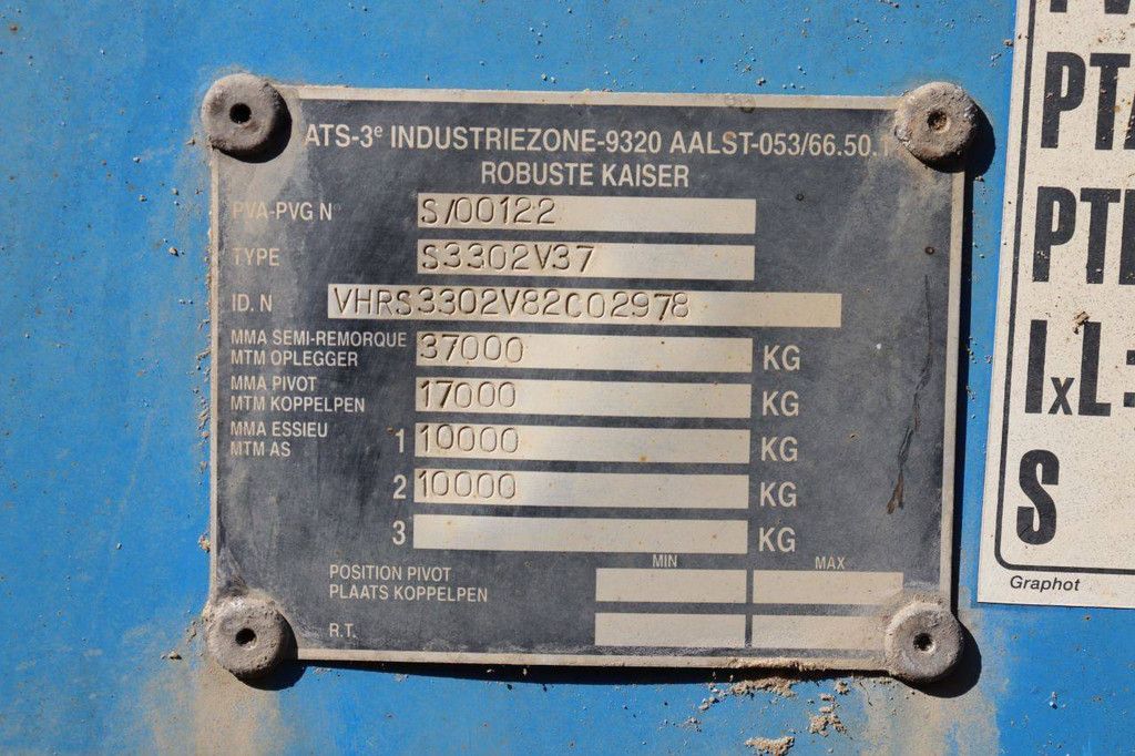 Tipper Semi-trailer Robuste-Kaiser S3302V37 37000kg 2008