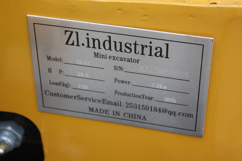Mini excavator Zl industrial ZL12 Diesel 7.8kW 2026 Demo