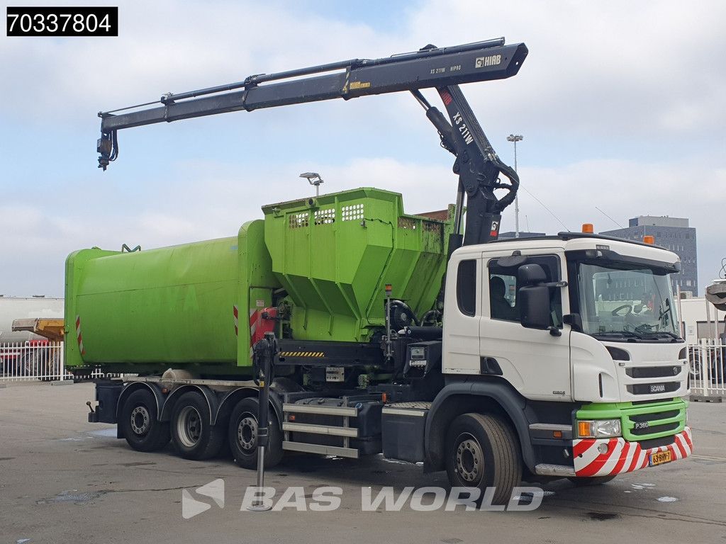 Scania P P360 8X2 Hiab 211 BW 3-hipro Crane Kran VDL Translift Full Air Lift+steering axle Euro 6