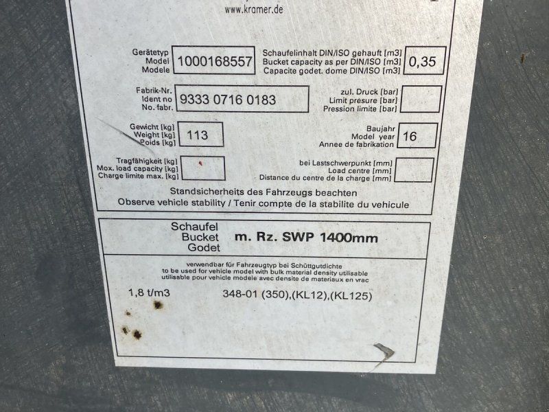 Erdschaufel 1400mm Kramer