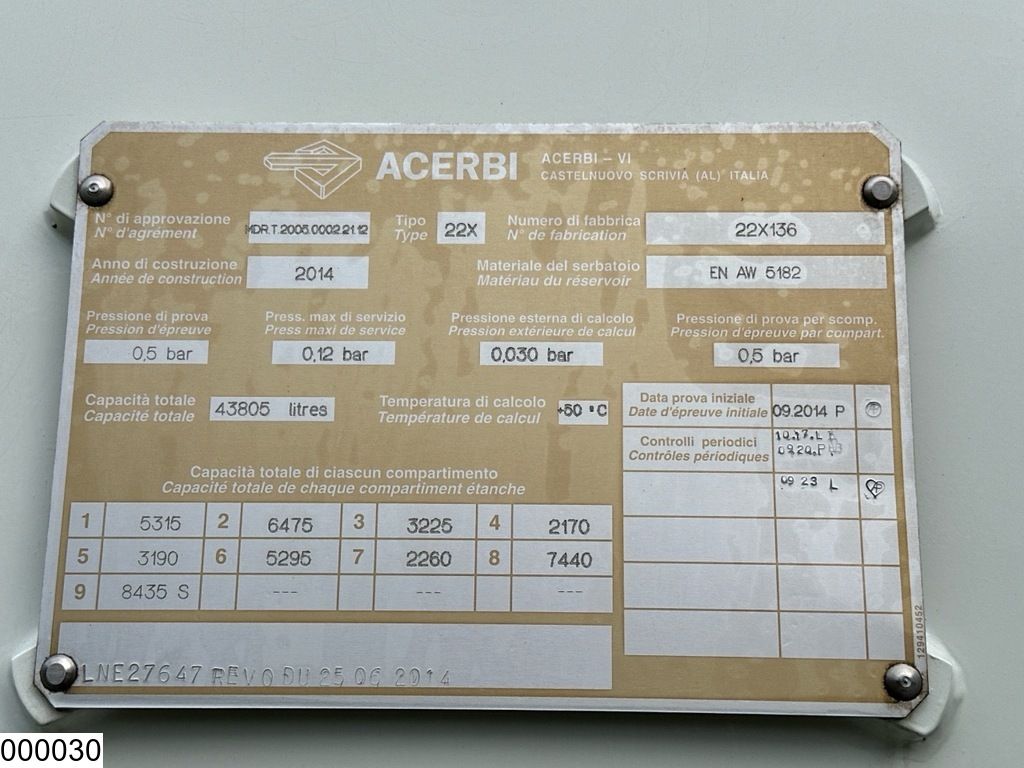 Acerbi Fuel 43.805 Liter, 9 Comp, Fuel