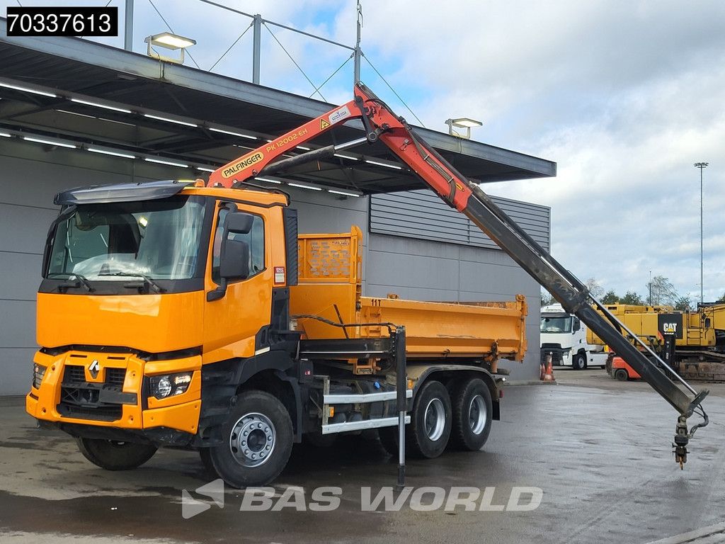 Renault C 460 6X4 Palfinger PK12002 EH Crane 7m3 3-way tipper Full Steel Big-Axle Euro 6