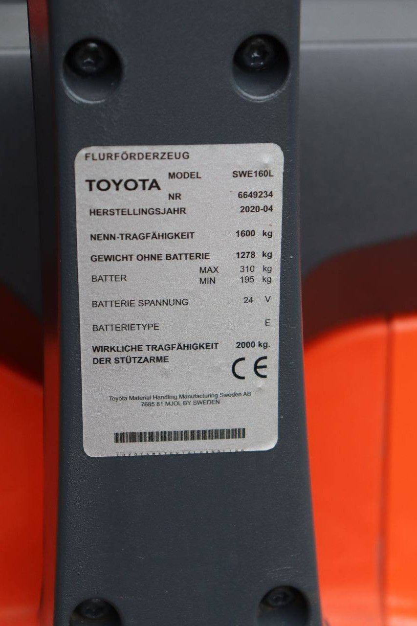Toyota SWE160L Electric Stacker 1600kg 5.4m 2020