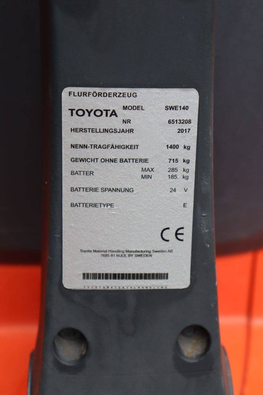 Toyota SWE140 Electric Stacker 1400kg 3.2m 2017