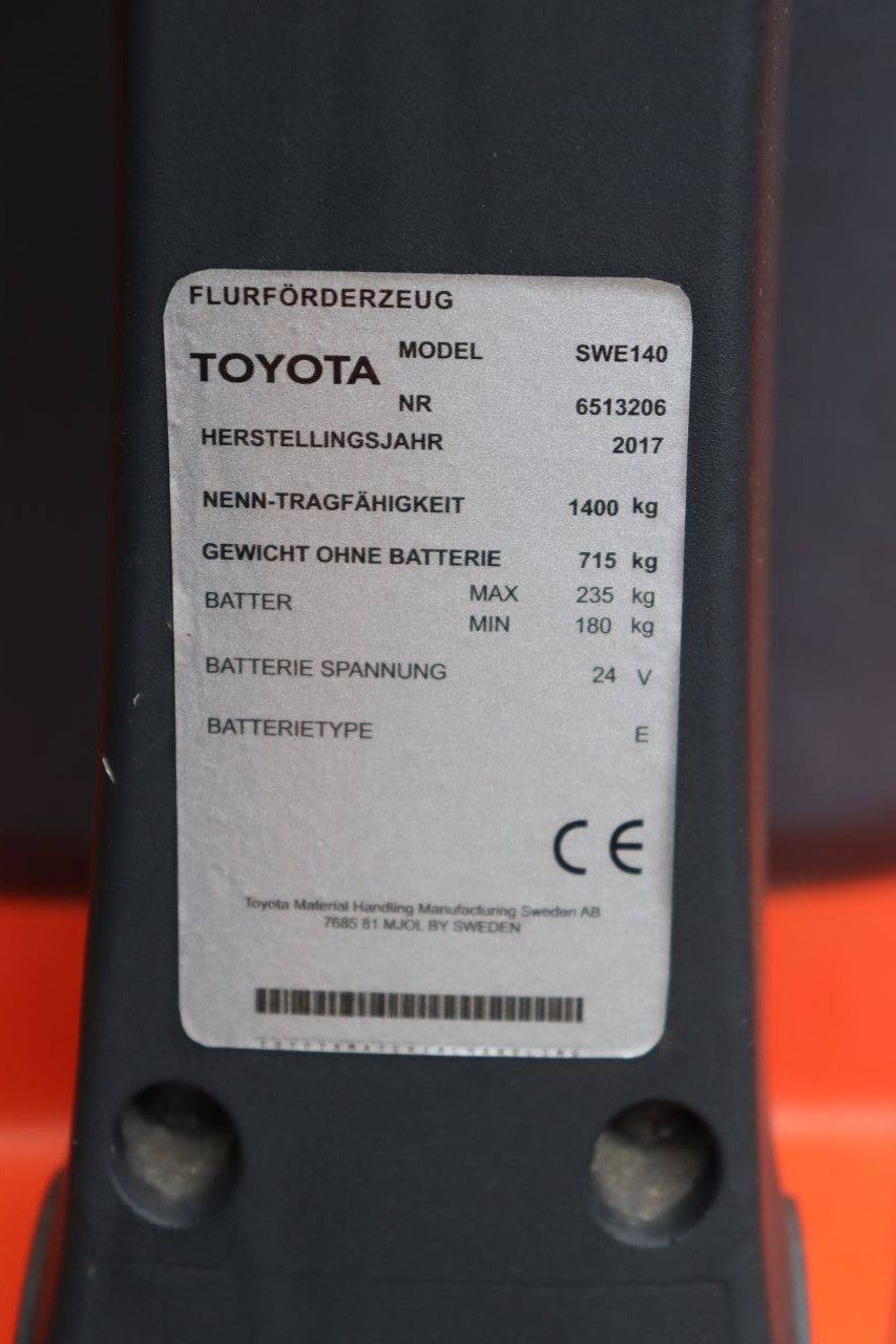 Toyota SWE140 Electric Stacker 1400kg 3.25m 2017