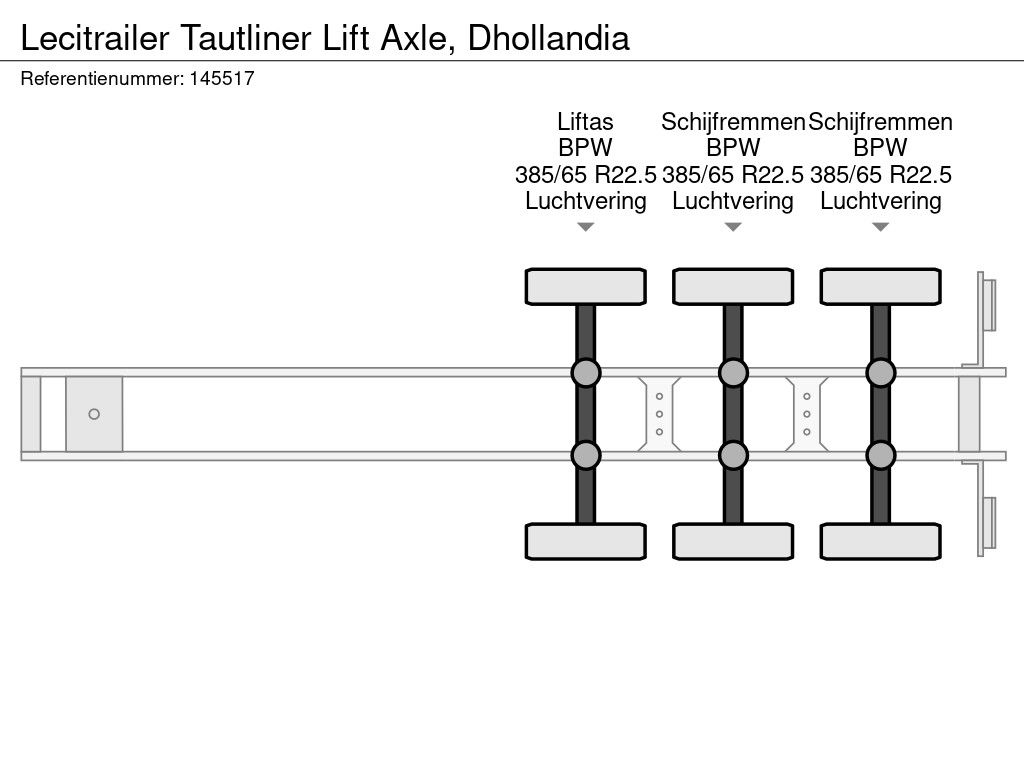 Lecitrailer Tautliner Lift Axle, Dhollandia