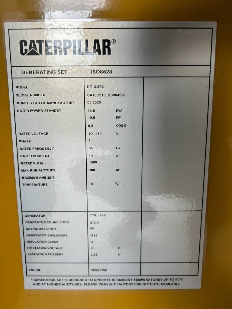 CAT DE13.5E3 - 13.5 kVA Generator - DPX-18001