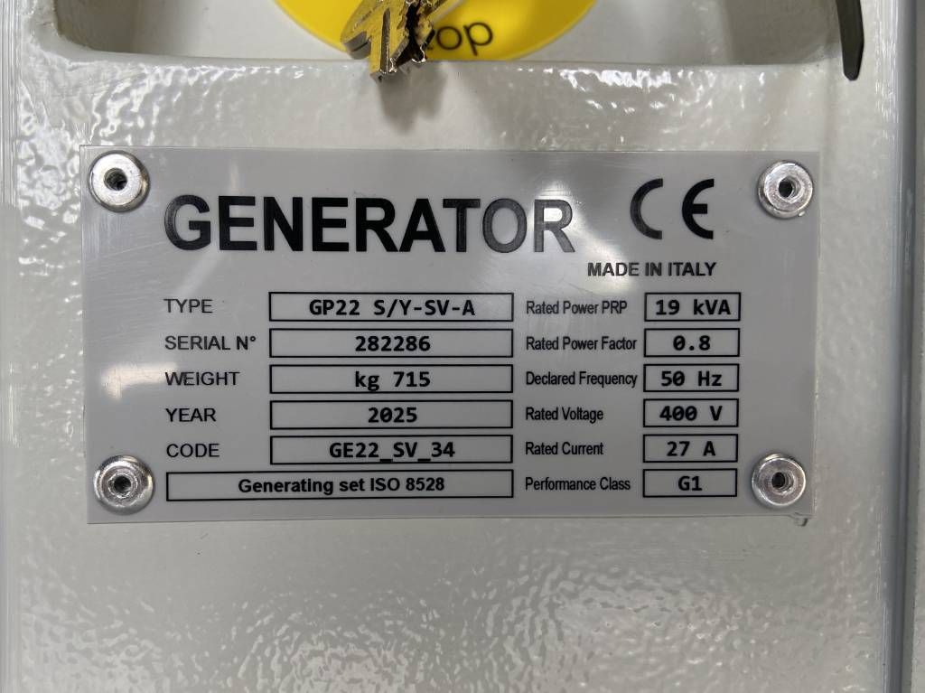 Yanmar 4TNV88-22G - 22 kVA - Stage V Genset - DPX-19907