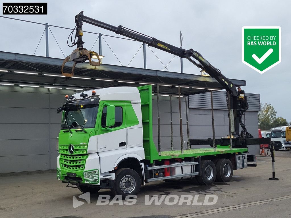 Mercedes Arocs Arocs 3358 6X4 TAJFUN LIV 190Z Crane Holztransport Full Steel suspension Retarder Euro 6