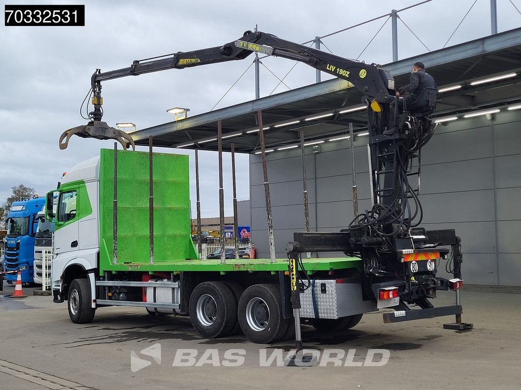 Mercedes Arocs Arocs 3358 6X4 TAJFUN LIV 190Z Crane Holztransport Full Steel suspension Retarder Euro 6