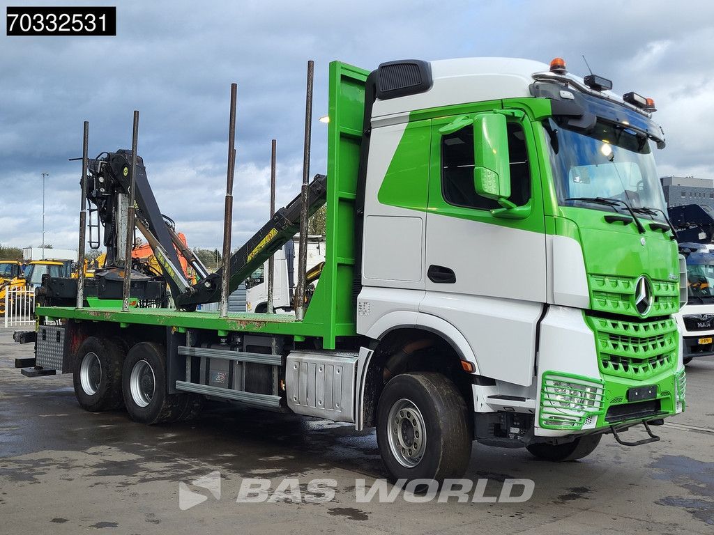 Mercedes Arocs Arocs 3358 6X4 TAJFUN LIV 190Z Crane Holztransport Full Steel suspension Retarder Euro 6