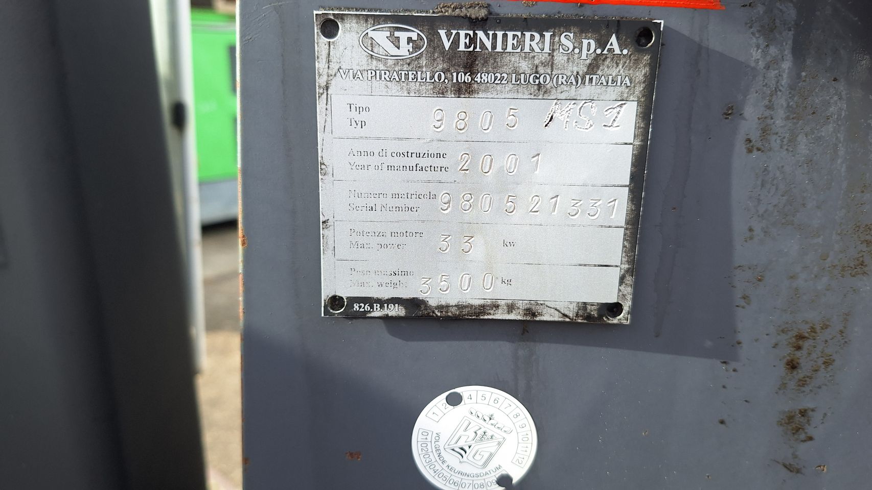 Venieri 9805 bakken en vorkenbord (2001)